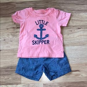 Nautical Little Skipper outfit. Shirt and shorts